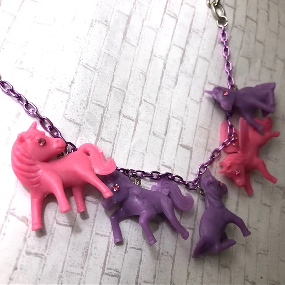 nice vs naughty Jewelry - Unicorn purple pink flying pony necklace pendant